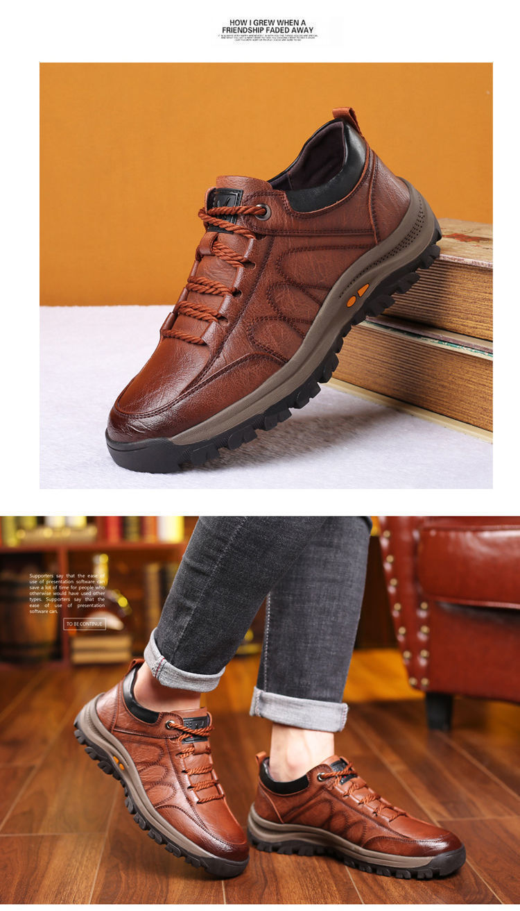 2021 Men's Shoes Spring and Autumn Breathable New Casual Leather Shoes Men's Comfort Trend Outdoor Sport Climbing Shoes Trendy Men's Shoes