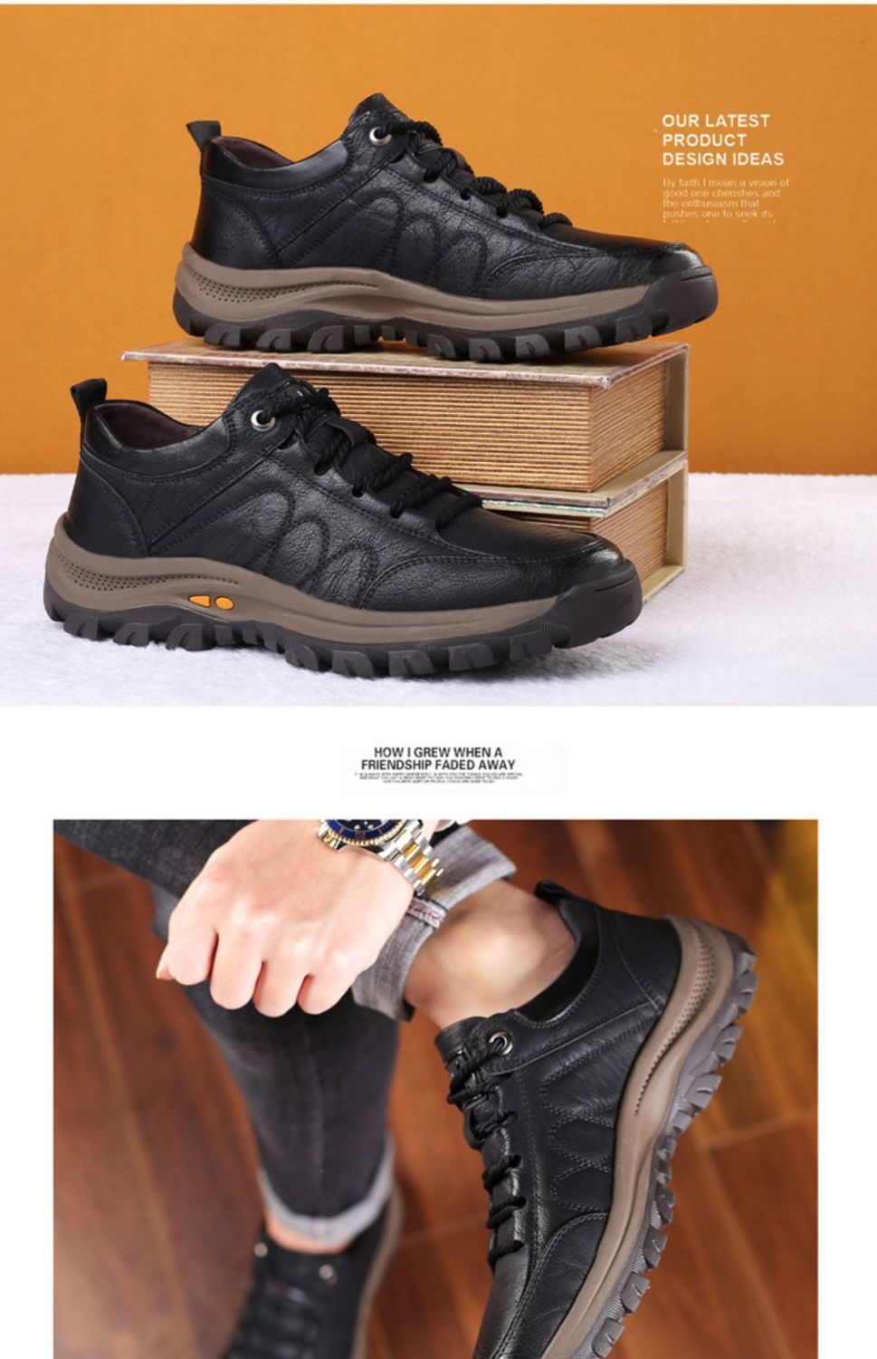 Outdoor Climbing Boots 2021 Autumn and Winter New Breathable Velvet Sport Casual Fashion Trends Leather Shoes Sneakers Men's Shoes