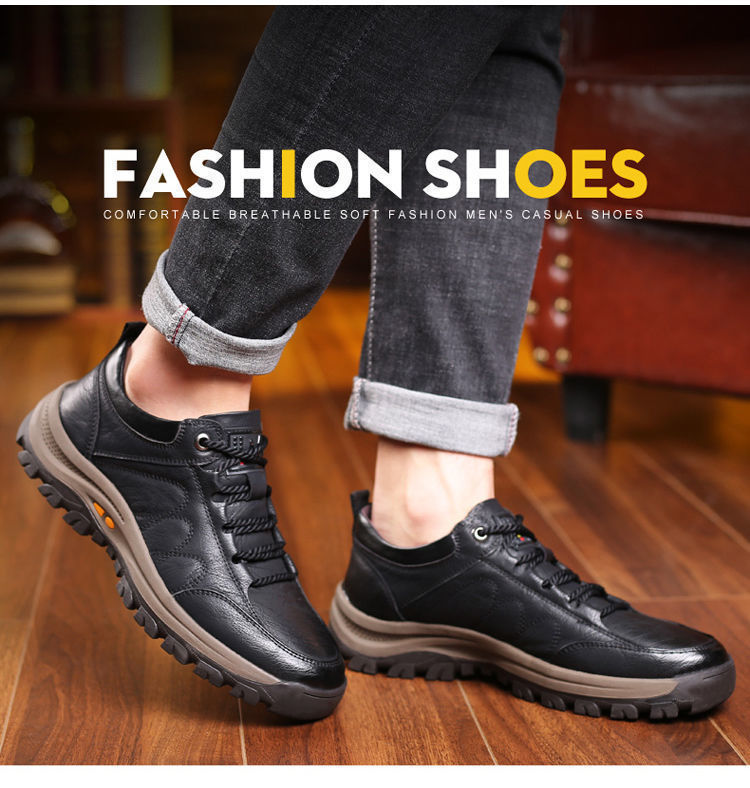 Outdoor Climbing Boots 2021 Autumn and Winter New Breathable Velvet Sport Casual Fashion Trends Leather Shoes Sneakers Men's Shoes