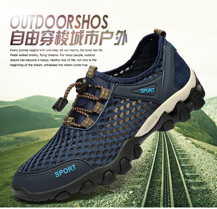 Men's Shoes Summer Outdoor Mesh Shoes Casual Breathable One Pedal Lazy Shoes Hiking Climbing Men's Sports Shoes Generation