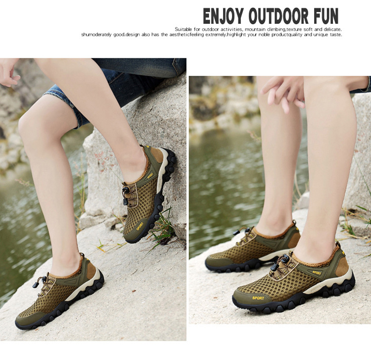Men's Shoes Summer Outdoor Mesh Shoes Casual Breathable One Pedal Lazy Shoes Hiking Climbing Men's Sports Shoes Generation