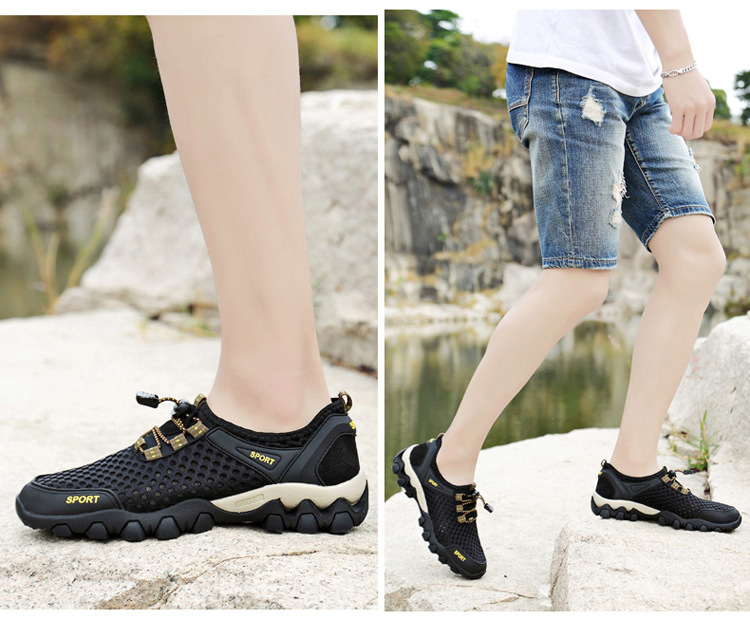 Men's Shoes Summer Outdoor Mesh Shoes Casual Breathable One Pedal Lazy Shoes Hiking Climbing Men's Sports Shoes Generation