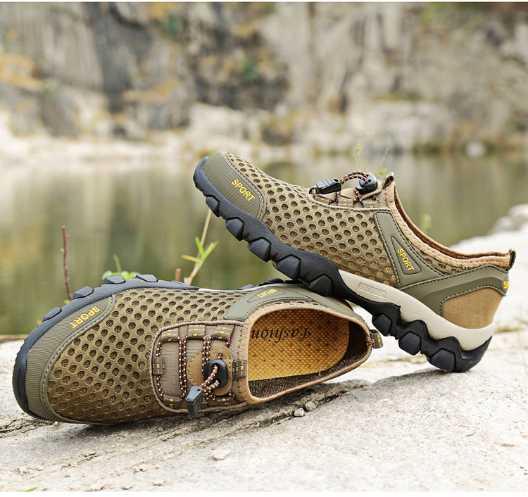 Men's Shoes Summer Outdoor Mesh Shoes Casual Breathable One Pedal Lazy Shoes Hiking Climbing Men's Sports Shoes Generation
