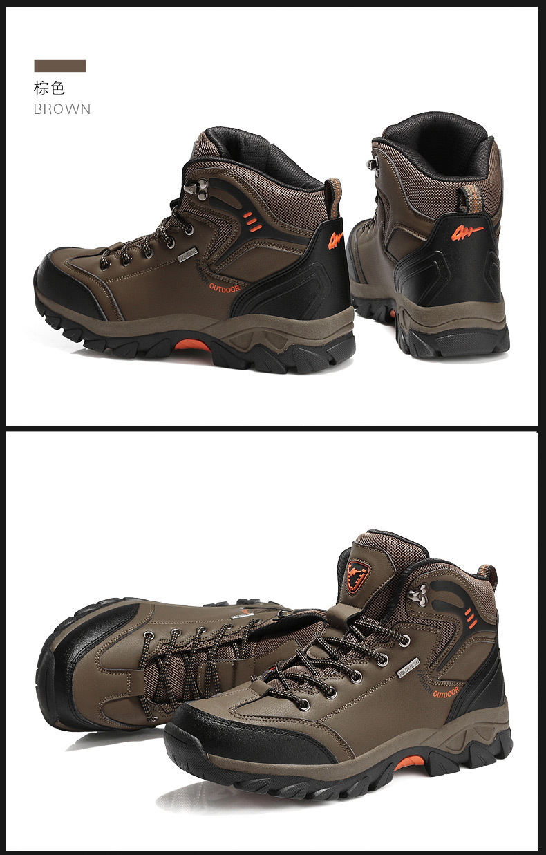 Cross-Border Large Size Middle High Top Worker Boot Outdoor Climbing Boots Men's Waterproof Non-Slip Travel Shoes Hiking Boots Men's Boots Wholesale