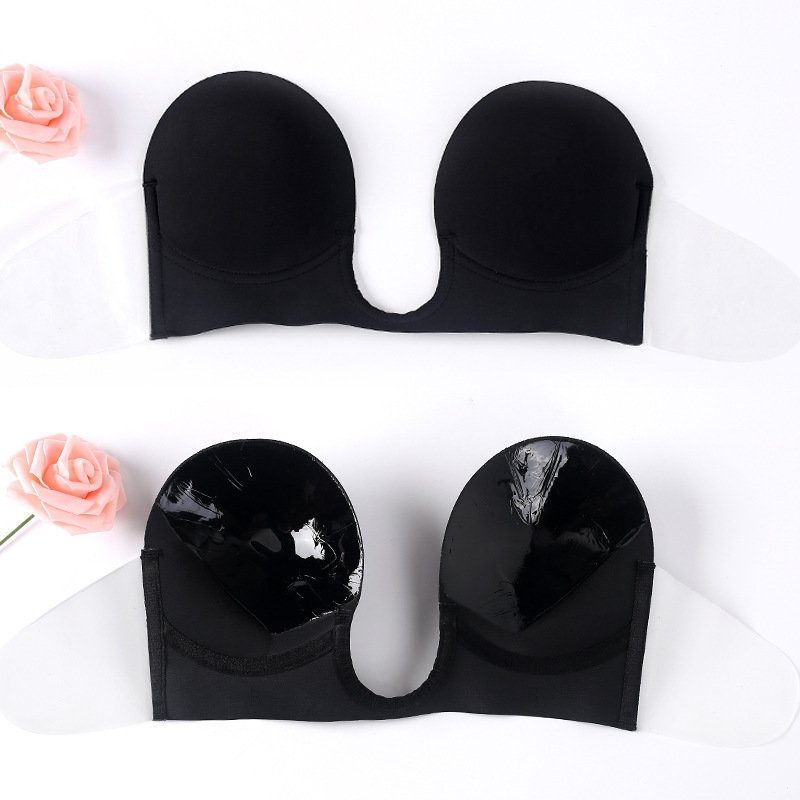 Amazon ins hot style deep U pulls together a piece of lingerie, shoulder straps and sexy silicone bra