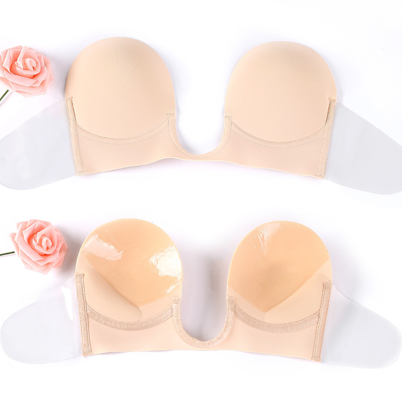 Amazon ins hot style deep U pulls together a piece of lingerie, shoulder straps and sexy silicone bra