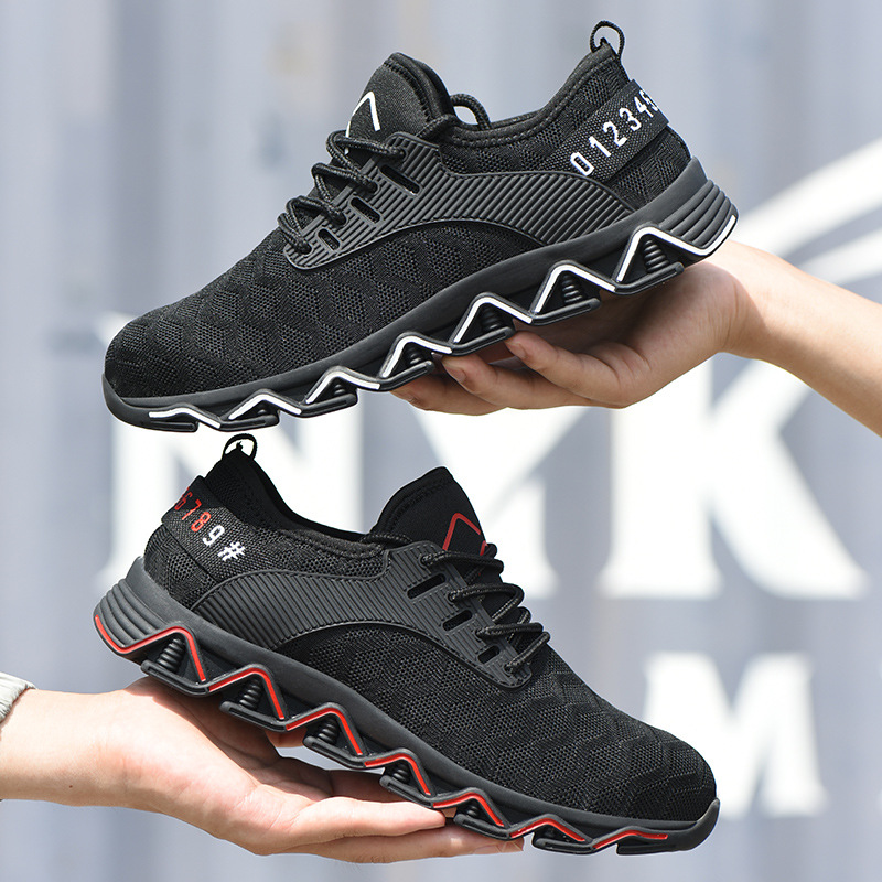 New Cross-Border Work Shoes Men&#039;s Anti-Smashing and Anti-Penetration Flying Woven Safety Shoe Steel Head Protective Footwear Factory Supply Work Shoes