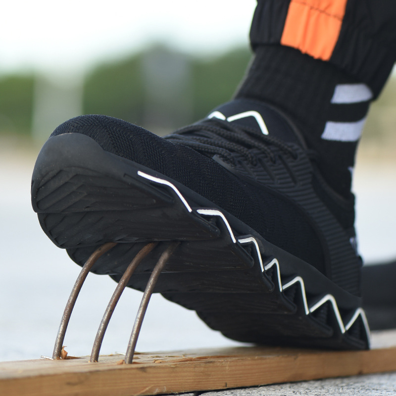 New Cross-Border Work Shoes Men&#039;s Anti-Smashing and Anti-Penetration Flying Woven Safety Shoe Steel Head Protective Footwear Factory Supply Work Shoes
