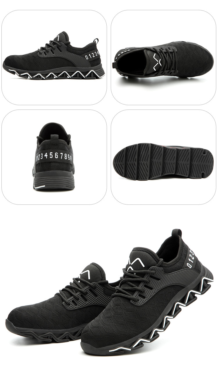 New Cross-Border Work Shoes Men's Anti-Smashing and Anti-Penetration Flying Woven Safety Shoe Steel Head Protective Footwear Factory Supply Work Shoes