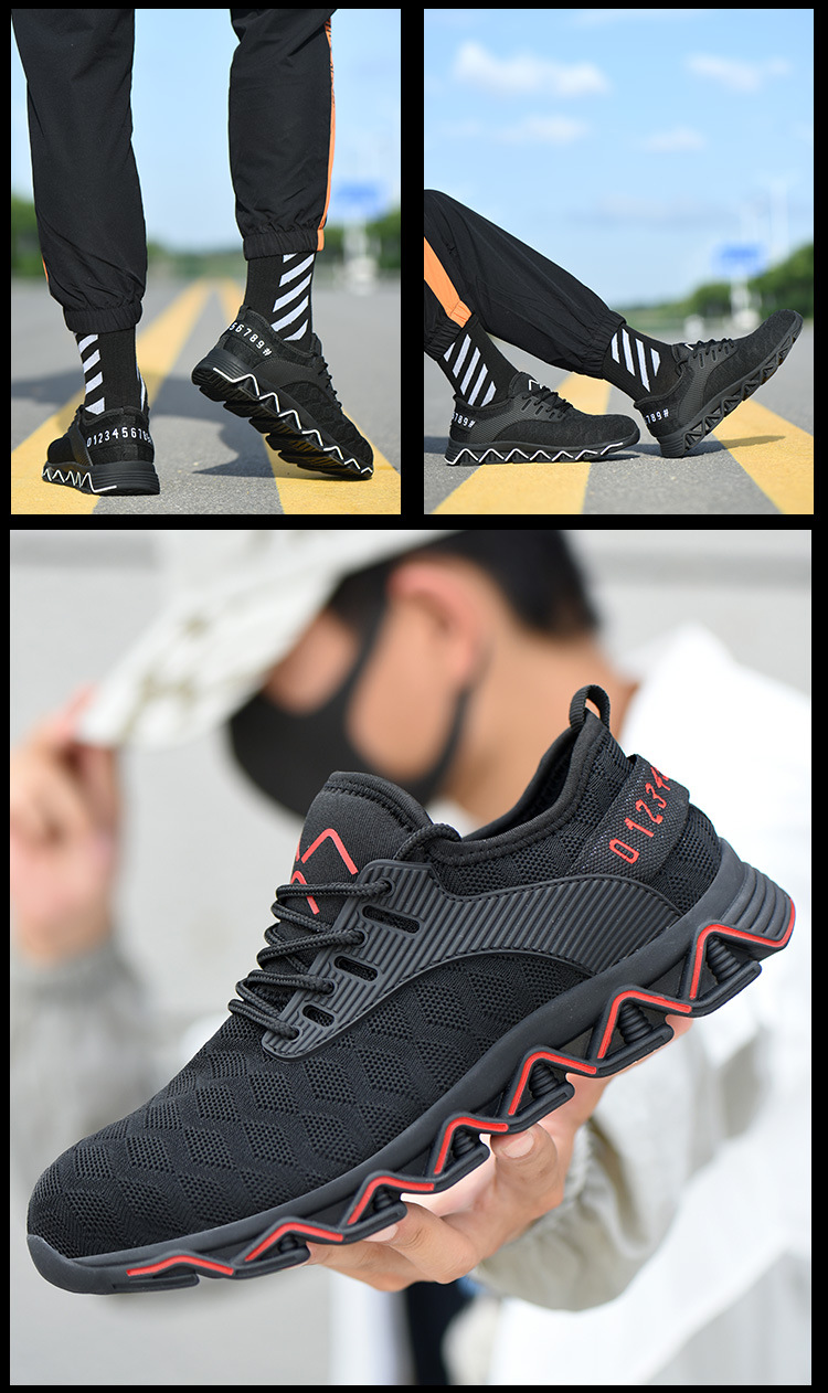 New Cross-Border Work Shoes Men's Anti-Smashing and Anti-Penetration Flying Woven Safety Shoe Steel Head Protective Footwear Factory Supply Work Shoes