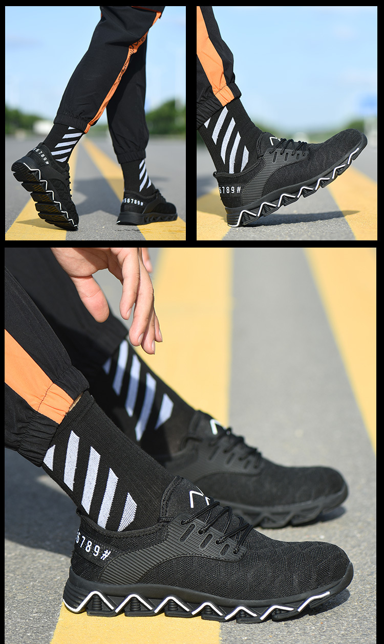 New Cross-Border Work Shoes Men's Anti-Smashing and Anti-Penetration Flying Woven Safety Shoe Steel Head Protective Footwear Factory Supply Work Shoes