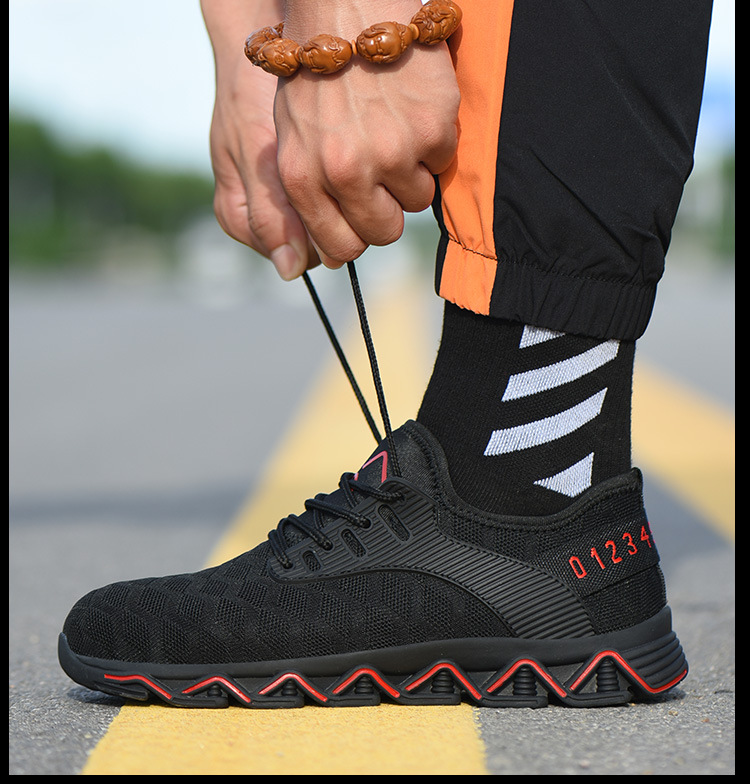New Cross-Border Work Shoes Men's Anti-Smashing and Anti-Penetration Flying Woven Safety Shoe Steel Head Protective Footwear Factory Supply Work Shoes