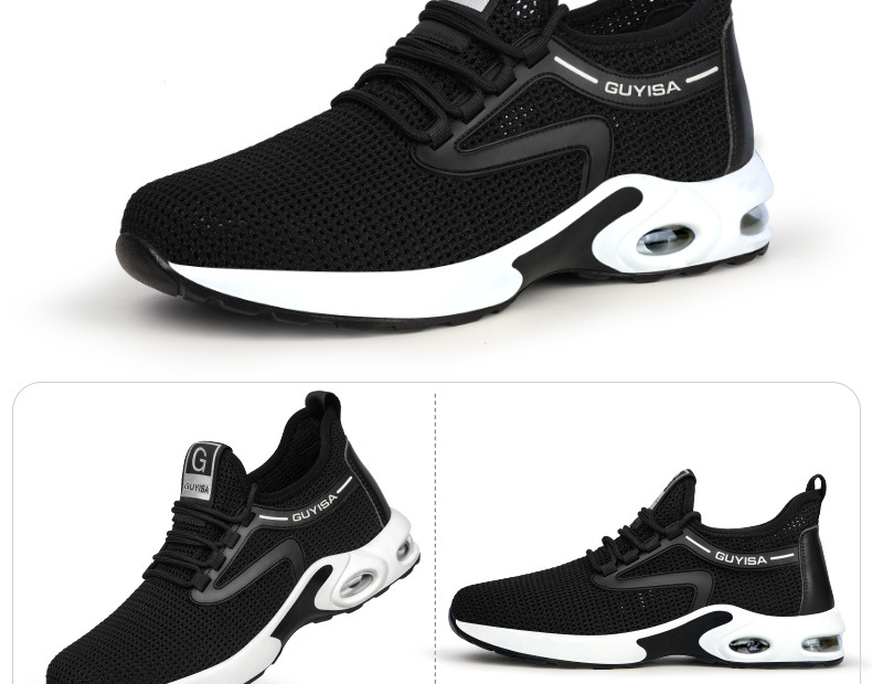 Summer Breathable Safety Safety Shoes Men's Anti-Smashing and Anti-Penetration Air Cushion Mesh Casual Light Work Shoes Protective Footwear