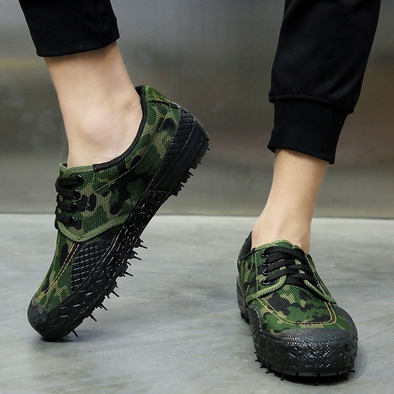 Liberation Shoes Low-Top Autumn Canvas Protective Shoes Yellow Rubber Shoes Student Military Training Shoes Rubber Outsole Camouflage 99 Training Shoes