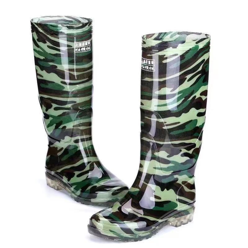 Camouflage Men&#039;s Knee-High Rain Boots Waterproof Non-Slip Rain Boots Tendon Bottom Wear-Resistant Construction Site Kitchen Car Wash Fishing Protective Shoes