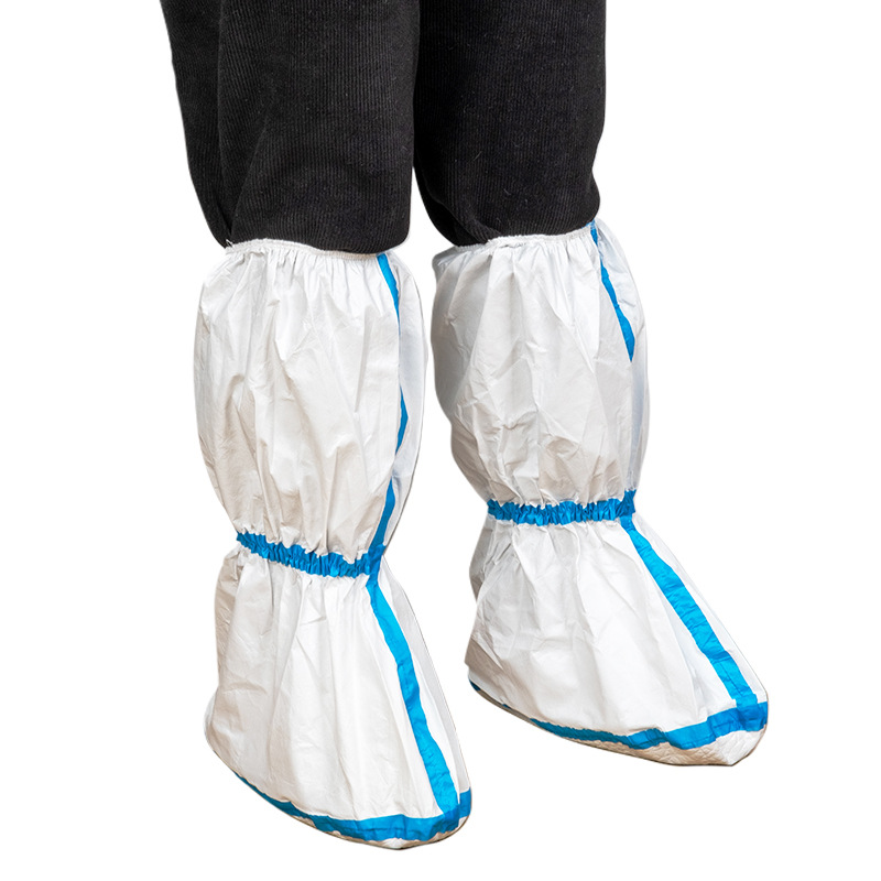Protective Isolation Shoe Cover High Long Disposable Non-Woven Hospital Non-Slip Boot Cover Thickened Waterproof Epidemic Prevention Shoes Booties