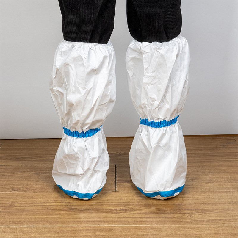 Protective Isolation Shoe Cover High Long Disposable Non-Woven Hospital Non-Slip Boot Cover Thickened Waterproof Epidemic Prevention Shoes Booties