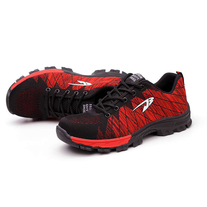Manufacturers Supply Flying Woven Breathable Work Shoes Anti-Smashing and Anti-Penetration Four Seasons Work Shoes Safety Shoes Mountaineering Protective Footwear