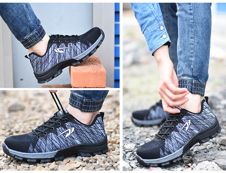 Manufacturers Supply Flying Woven Breathable Work Shoes Anti-Smashing and Anti-Penetration Four Seasons Work Shoes Safety Shoes Mountaineering Protective Footwear