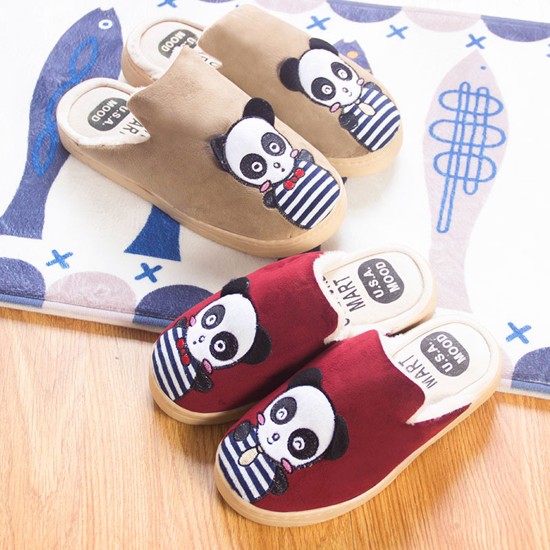 Customized cross-border e-commerce company amazon winter super romantic couple thermal anti-slip fashion thermal cotton slippers panda head