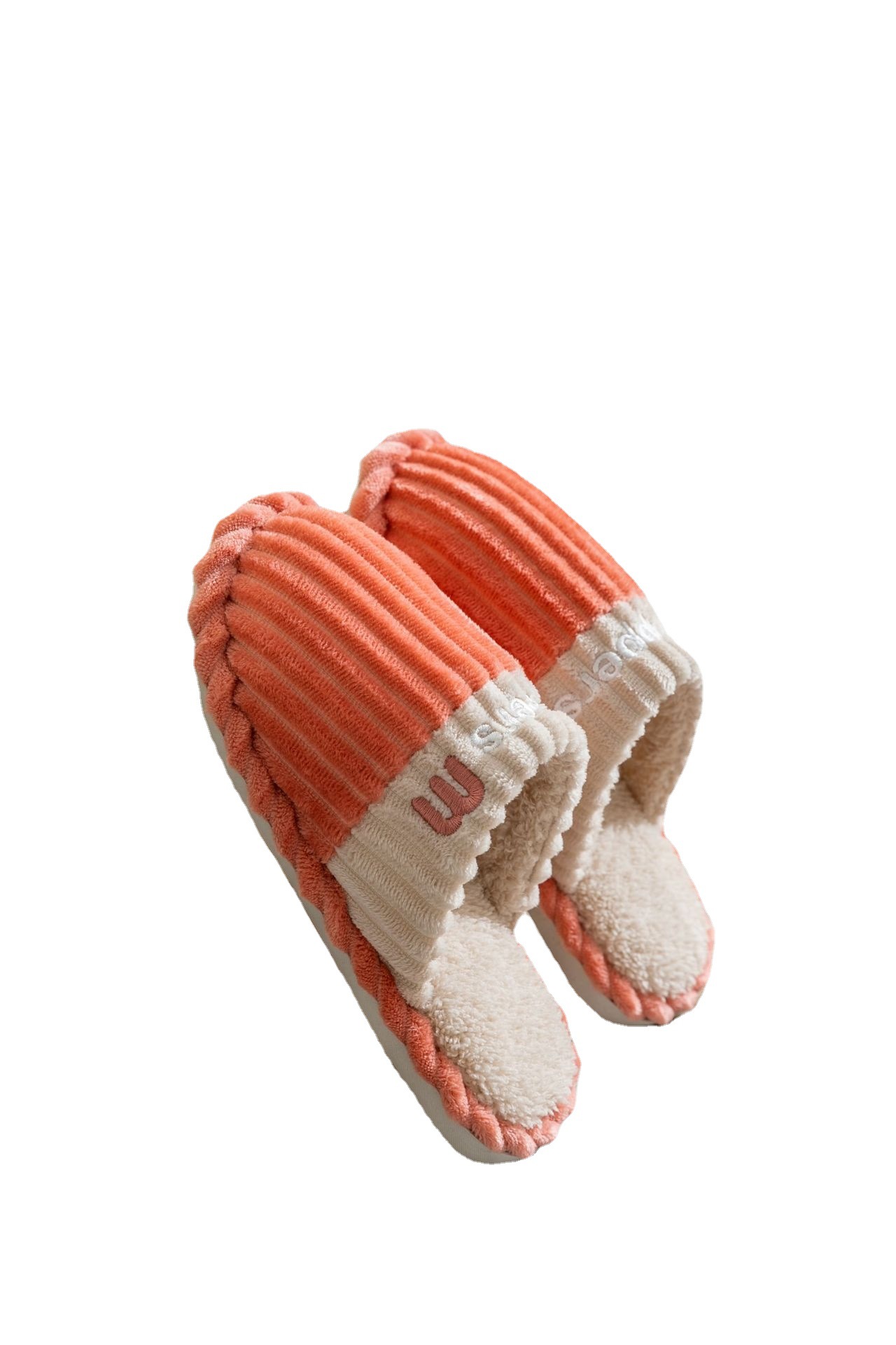 2021 New Autumn and Winter Home Sewing Shoes Korean Style Couple Corduroy Toe Covering Men and Women Cotton Slippers Spot Goods