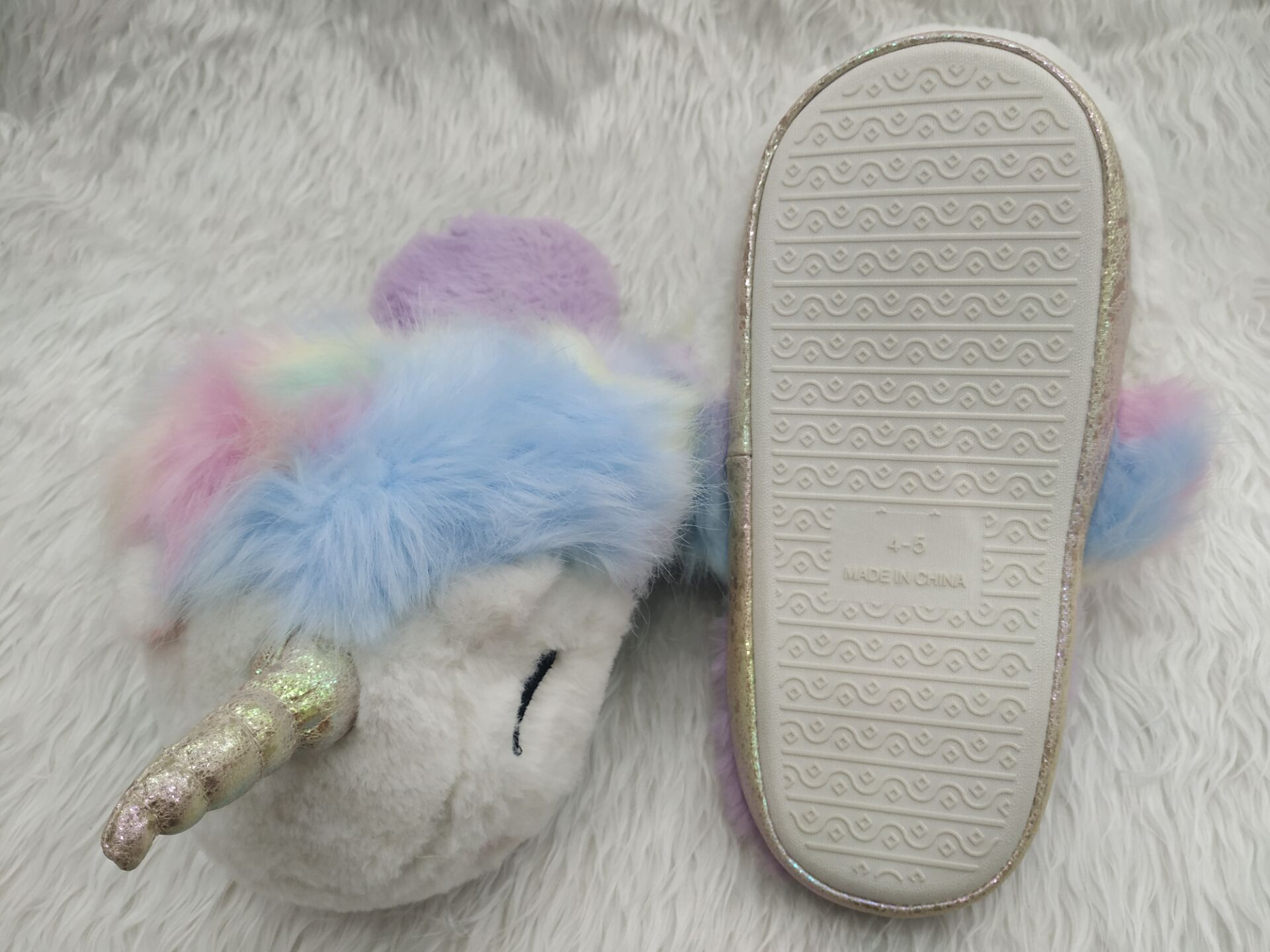 New Unicorn Colorful Rainbow Cute Long Fur Hard Bottom Home Warm Autumn and Winter Parent-Child Home Cartoon Cotton Slippers New Unicorn Colorful Rainbow Cute Long Fur Hard Bottom Home Warm Autumn and Winter Parent-Child Home Cartoon Cotton Slippers
