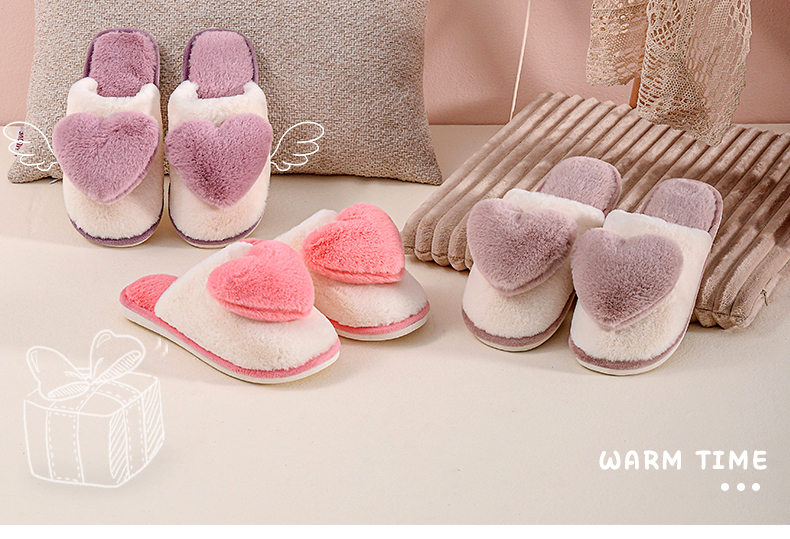 The New cotton slippers for lovely heart - shaped ladies in winter with indoor Korean lovers' extra warm plush
