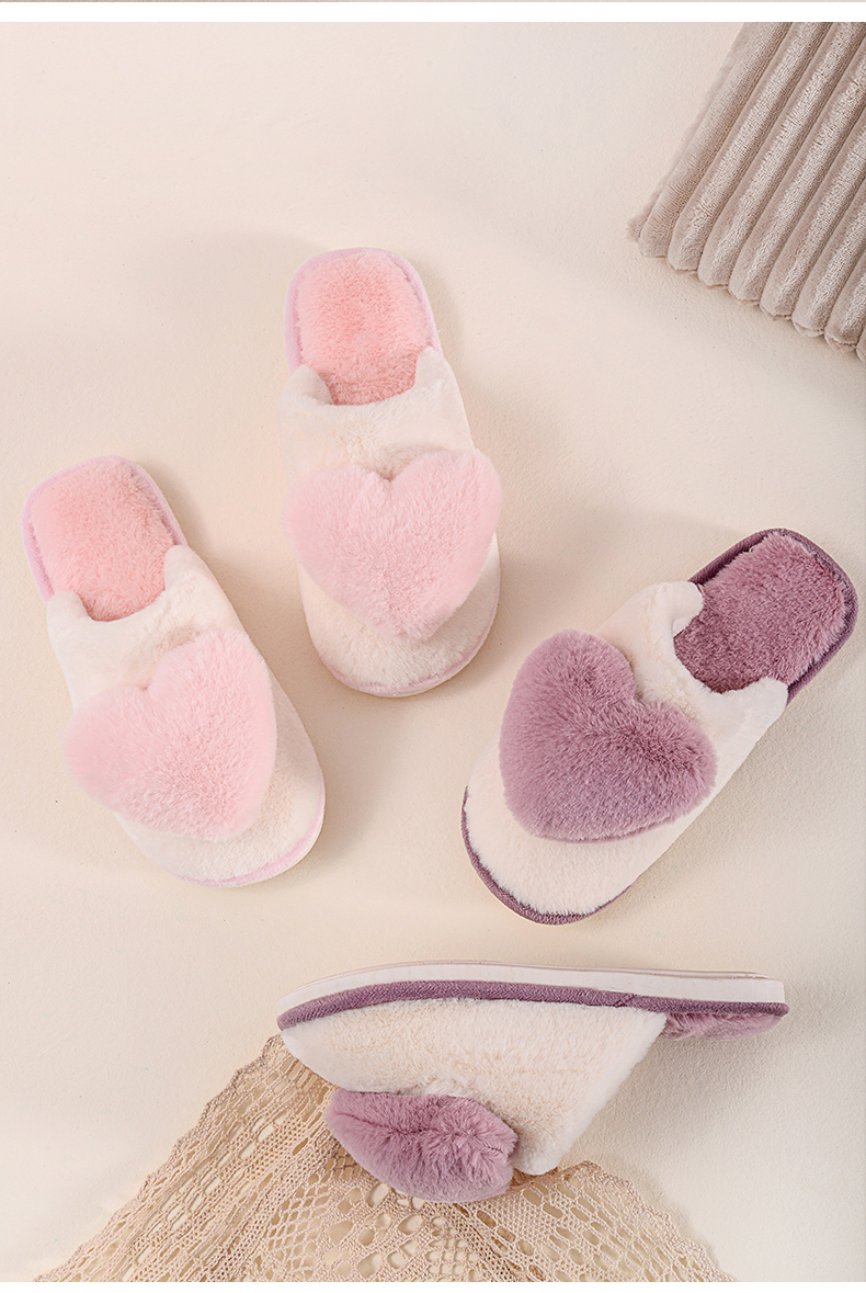 The New cotton slippers for lovely heart - shaped ladies in winter with indoor Korean lovers' extra warm plush