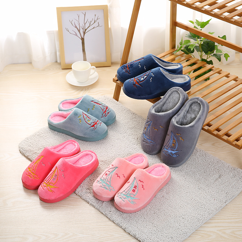 Korean version of the new autumn and winter home couple thickening warm men and women cotton slippers