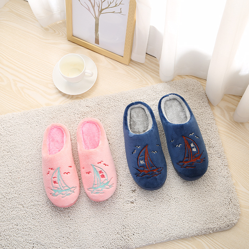Korean version of the new autumn and winter home couple thickening warm men and women cotton slippers