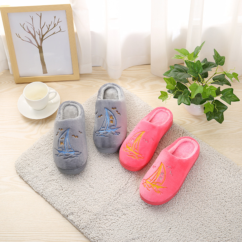 Korean version of the new autumn and winter home couple thickening warm men and women cotton slippers
