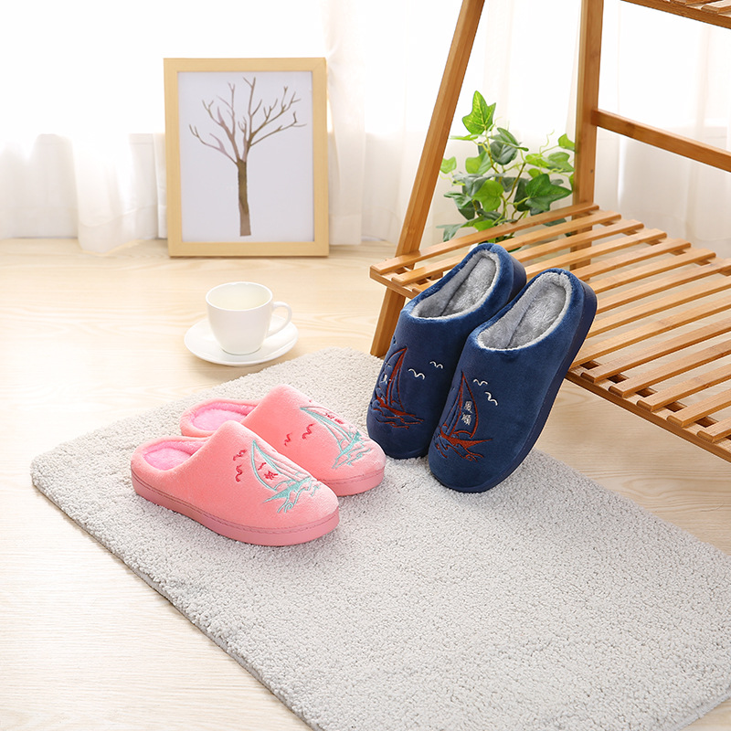 Korean version of the new autumn and winter home couple thickening warm men and women cotton slippers