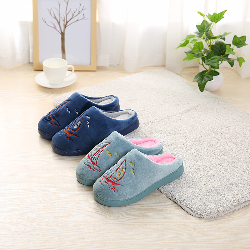 Korean version of the new autumn and winter home couple thickening warm men and women cotton slippers