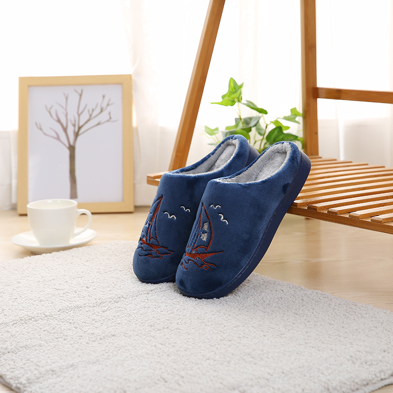 Korean version of the new autumn and winter home couple thickening warm men and women cotton slippers