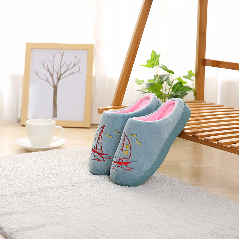 Korean version of the new autumn and winter home couple thickening warm men and women cotton slippers