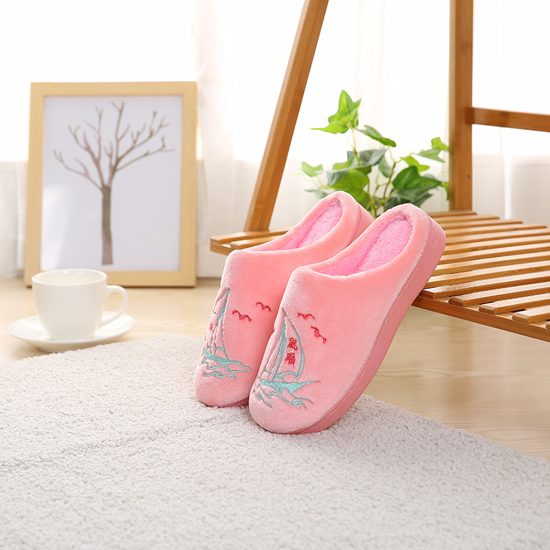 Korean version of the new autumn and winter home couple thickening warm men and women cotton slippers