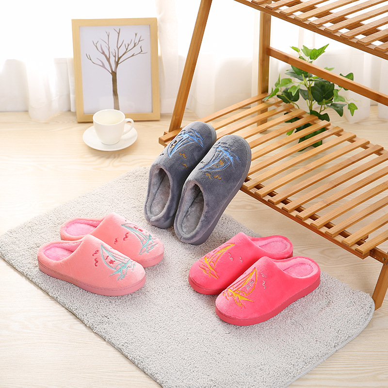 Korean version of the new autumn and winter home couple thickening warm men and women cotton slippers