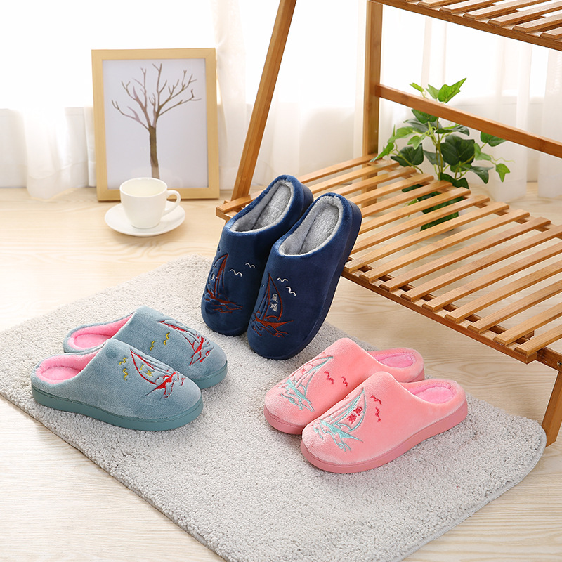 Korean version of the new autumn and winter home couple thickening warm men and women cotton slippers