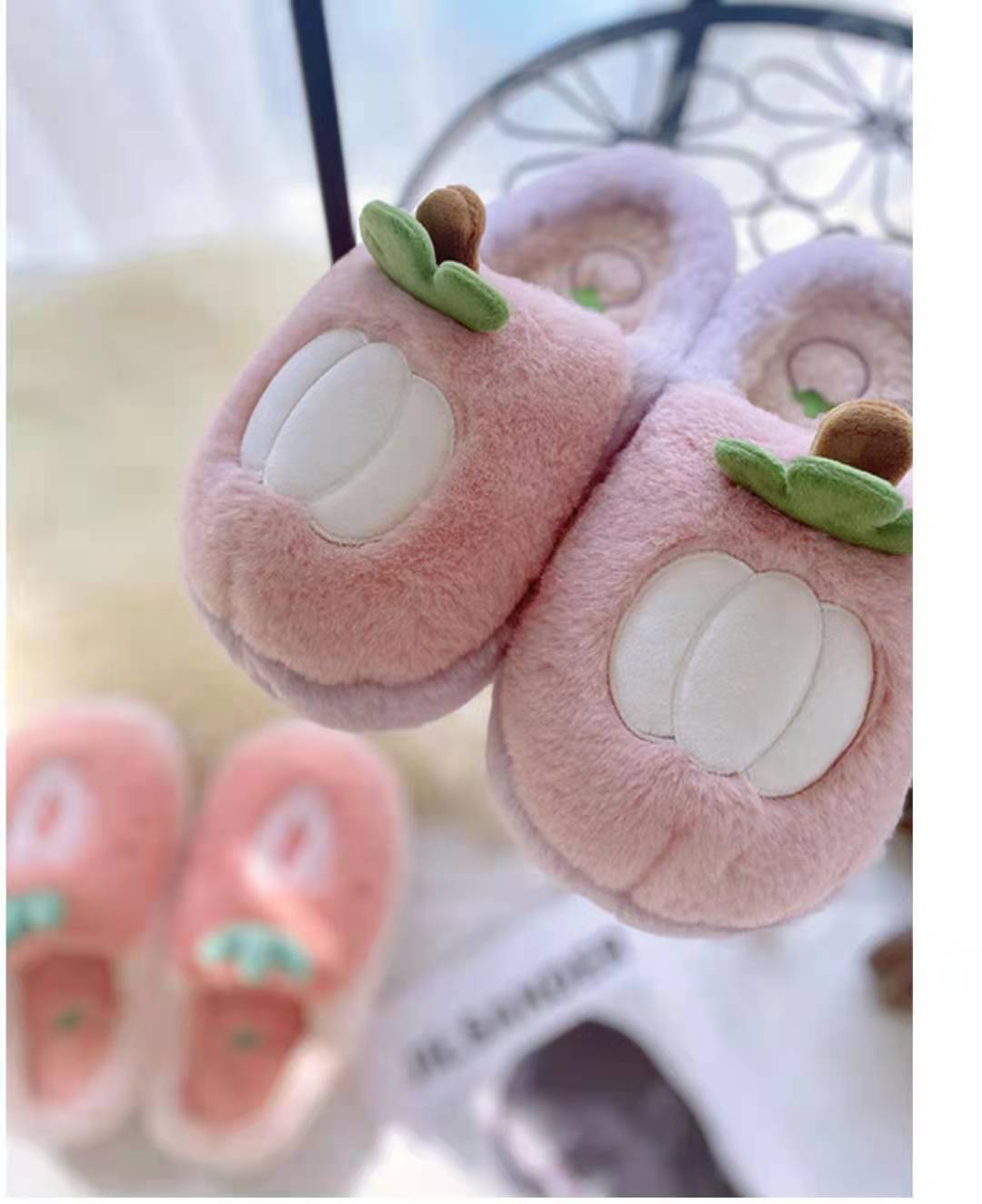 Cotton Slippers Female 2021 Autumn and Winter Cartoon Cute Fruit Fleece-Lined Warm Confinement Home Couple Thickened Non-Slip Men