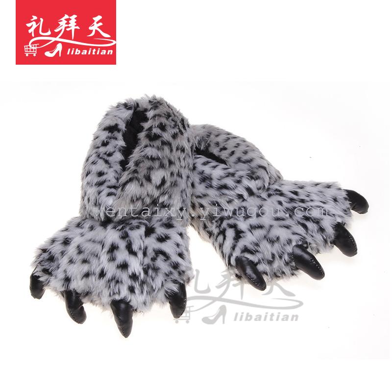 Leopard paws warm cotton slippers plush cotton slippers wholesale personality indoor slippers manufacturers selling