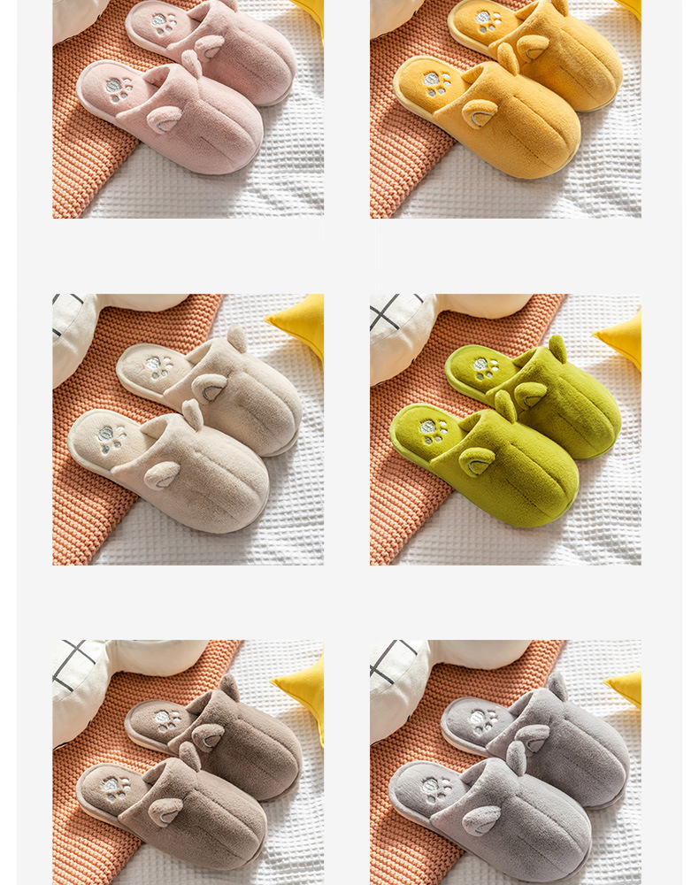 2020 New Cat Claw Cotton Slippers Winter Home Couple Warm Non-Slip Men and Women Trendy Indoor Mute Plush Cute