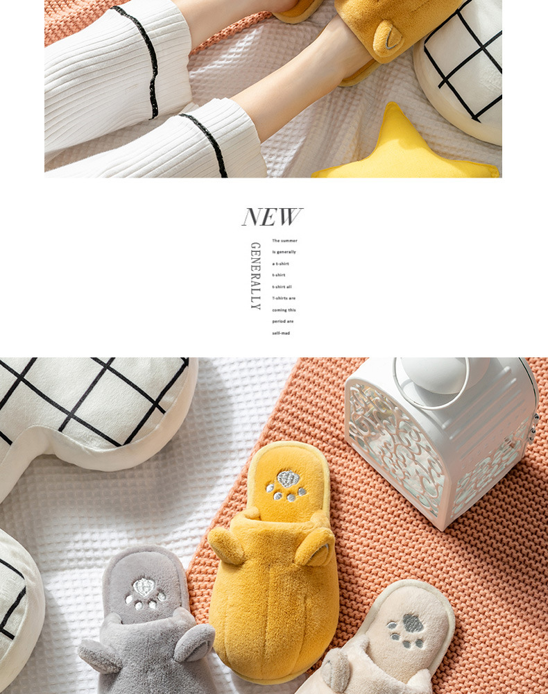2020 New Cat Claw Cotton Slippers Winter Home Couple Warm Non-Slip Men and Women Trendy Indoor Mute Plush Cute