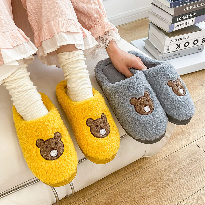 2021 New Cotton Slippers Women&#039;s Home Winter Indoor Mute Warm Non-Slip Velvet Slippers Home Autumn and Winter Men&#039;s