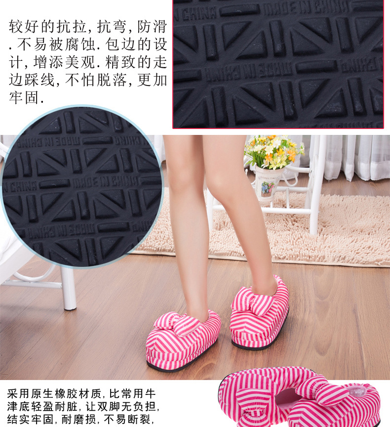 Winter New Striped Bag Heel Cotton Shoes Wholesale Indoor Home Cartoon Cotton Slippers Factory Direct Sales Agent
