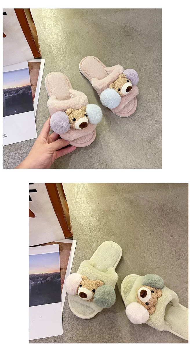 Cartoon Cute Bear Cute Female 2022 New Autumn and Winter Home Wear Velvet Word Cotton Slippers Amazon H Cartoon Cute Bear Cute Female 2022 New Autumn and Winter Home Wear Velvet Word Cotton Slippers Amazon H