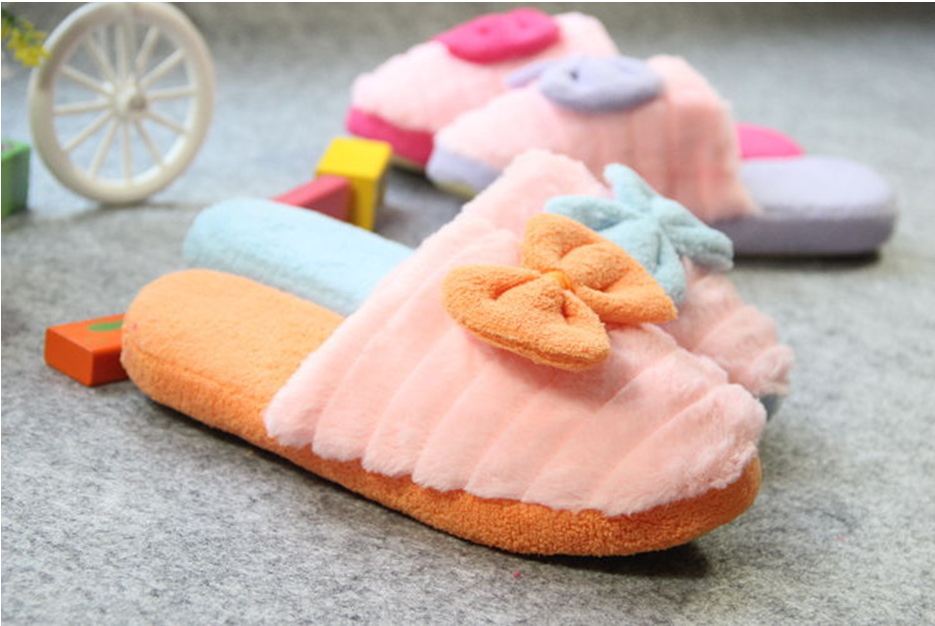 Taobao FRY exports Korea factory direct bow cotton slippers home indoor flooring