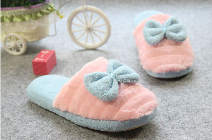 Taobao FRY exports Korea factory direct bow cotton slippers home indoor flooring