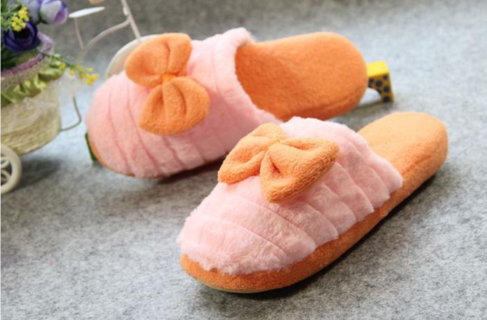 Taobao FRY exports Korea factory direct bow cotton slippers home indoor flooring