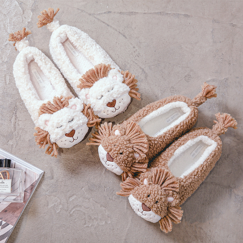 New Cartoon Little Lion Cotton Slippers Safe and Non-Slipping Warm and Cute Japanese Men&#039;s and Women&#039;s Indoor Outdoor Cotton Slippers
