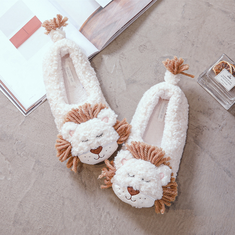 New Cartoon Little Lion Cotton Slippers Safe and Non-Slipping Warm and Cute Japanese Men&#039;s and Women&#039;s Indoor Outdoor Cotton Slippers